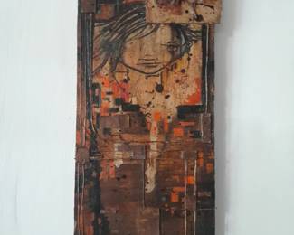 Signed mixed medium wall art