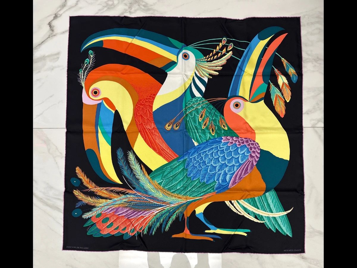 Lot 5309  Hermes Toucan Birds Silk Scarf