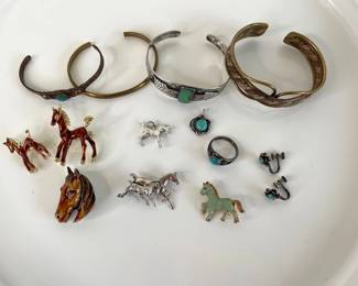 Lot 1416  Vintage Southwestern Horse Jewelry  Some Sterling Silver