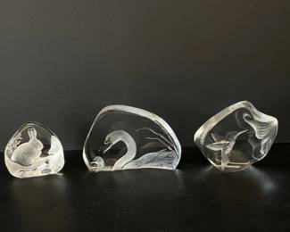 Lot 1353  Mats Jonasson M Sweden Signed Crystal Paperweights