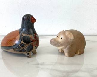Lot 6021  Solis Tonala Bird Ceramic Sculpture Handcarved Pig Figurine