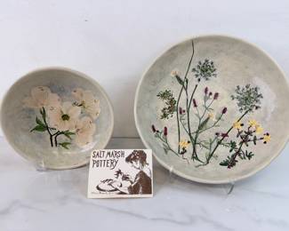 Lot 5261  Salt Marsh Pottery Floral Impression Bowls
