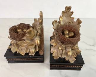 Lot 1251  Oak Leaf Birds Nest Bookends