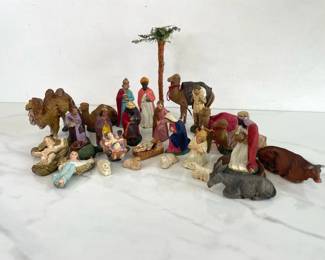 Lot 1437  Vintage German French Chalkware Christmas Nativity Figures