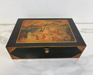 Lot 1308  Vintage Handmade Decoupage Wooden Trinket Box