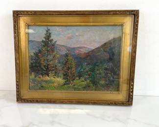 Lot 1401  Anne Barber Seither Signed Landscape Forest Scene Oil Painting Art