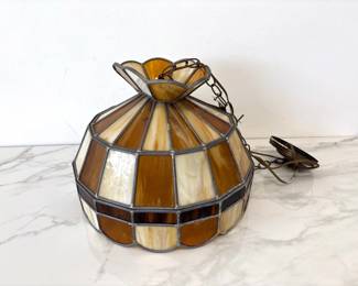 Lot 5240  Vintage Slag Glass Hanging Pendant Light Fixture