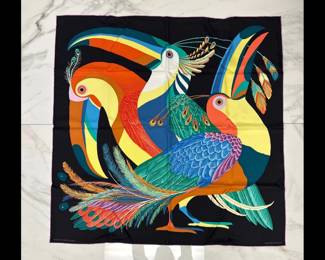 Lot 5309  Hermes Toucan Birds Silk Scarf