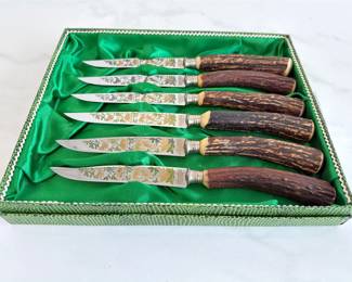 Lot 5265  Anton Wingen Solingen Rostfrei Stag Horn Steak Knives