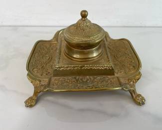 Lot 6006  Antique Victorian Art Nouveau Brass Inkwell