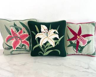Lot 1326  Vintage Wool Needlepoint Floral Pillows