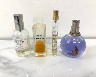 Lot 1395  Vintage Perfume Fragrances Chanel No. 5 Eclat dArpege Thymes Lavender Honey Green Tea