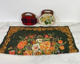 Lot 1380  Ralph Lauren Floral Scarf 2 Vintage Clutch Purses