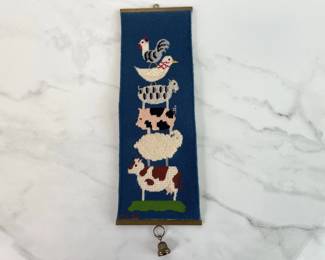 Lot 1264  Vintage Farm Animal Needlepoint Bell Pull Textile