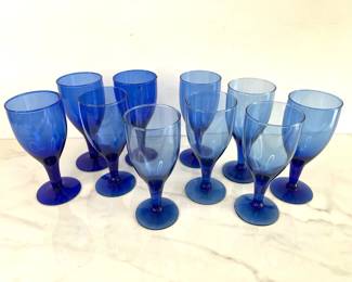Lot 1433  Blue Teardrop WineWater Glasses
