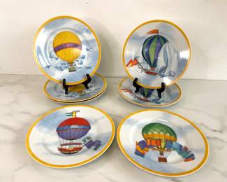 Lot 1427  WillliamsSonoma Montgolfiere Hot Air Balloons Salad Plates
