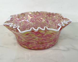 Lot 1248  Hand Blown Art Ruffle Glass Bowl