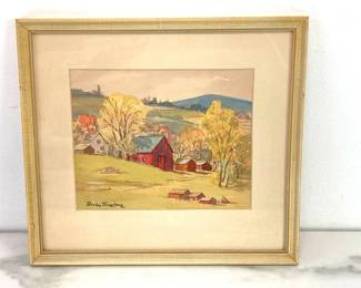 Lot 1344  Brian Truelove Signed Farm Watercolor Art