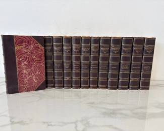 Lot 5227  Antique Half Leather over Marbled Boards Books Riverside Emersons Complete Works