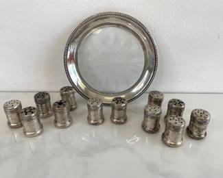 Lot 1402  Sterling Silver Wine Coaster  SaltPepper Shakers