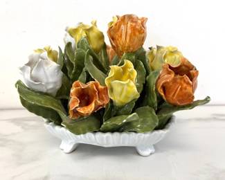 Lot 1310  Vintage Meiselman Porcelain Tulips Flowers Italian Pottery