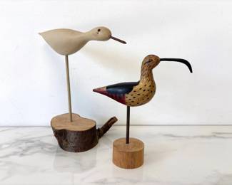 Lot 1252  Carved Wood Shore Birds Decoys  Unsigned