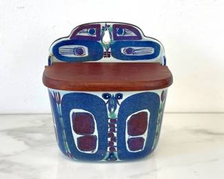 Lot 1387  Vintage IngeLise Koefoed Royal Copenhagen Tenera Faience Salt Box