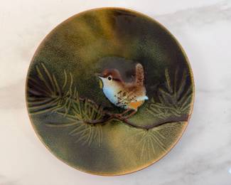 Lot 1275  Signed Brumm Bird Enamel Plate
