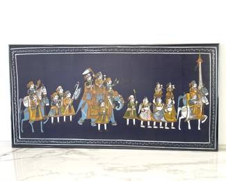 Lot 5313  Indian Textile Painting Art  Royal Elephant Procession