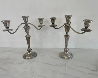 Lot 1408  Gorham Sterling Silver Weighted 3 Light Candelabras