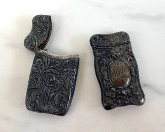 Lot 1481  Antique Art Nouveau Sterling Silver Match Box Cases Tobacciana