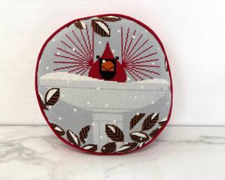 Lot 1297  MCM Charley Harper  Brrrrrd Bath  Cardinal Bird Needlepoint Pillow