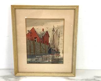 Lot 1345  Brian Truelove Signed Sailboat Watercolor Art