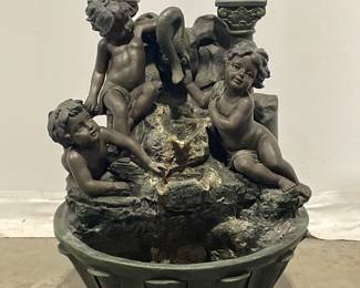 Lot 5189  Large Cherub and Elephant Water Fountain  Very Heavy