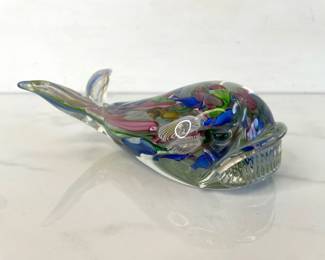 Lot 1453  Vintage Whale Art Glass Paperweight