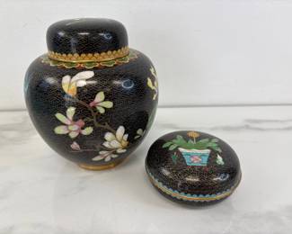 Lot 1293  Vintage Cloisonne Ginger Jar Trinket Box