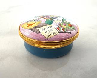 Lot 1342  Halcyon Days English Enamel Trinket Box  The Best is Yet to Come