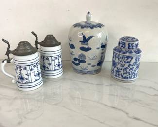 Lot 1434  Vintage Beer Steins Ginger Jars