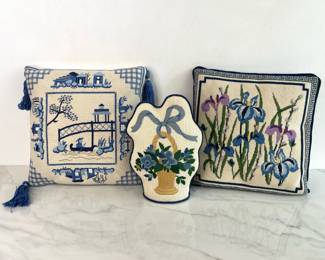 Lot 1327  Vintage Needlepoint Pillows Door Stop