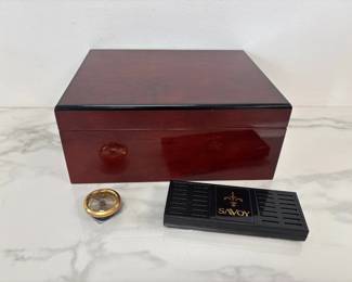 Lot 1330  Savoy Cigar Humidor w Humidifier Hygrometer