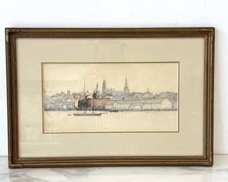 Lot 5289  Harbor Scene Watercolor Wall Art