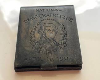 Lot 1482  Antique Sterling Silver National Democratic Club Match Box Case Tobacciana
