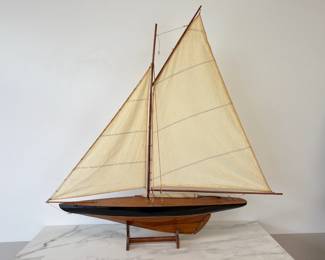 Lot 1504  Large Vintage Wooden Model Sailboat