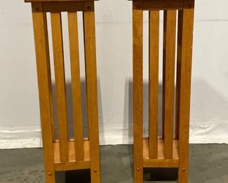 Lot 5200  Pair of Wood Mission Style Plant Stands