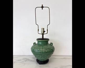 Lot 1502  Vintage Asian Jade Green Ginger Jar Table Lamp