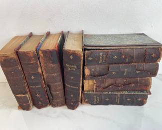 Lot 1273  Vintage Half Leather over Marbled Boards George Eliot Books