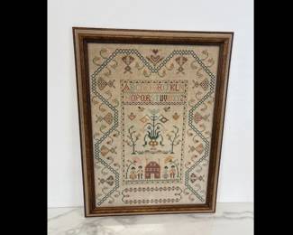Lot 1237  Vintage Colonial Cross Stitch Sampler