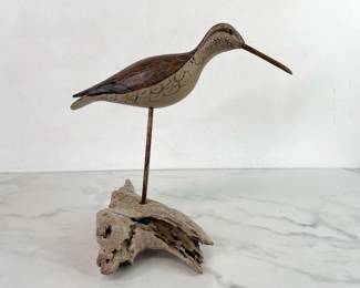 Lot 1255  Charles Moore Signed Carved Wood Shore Bird Decoy