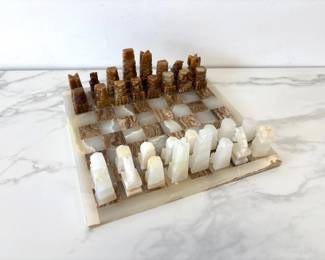 Lot 5251  Vintage Hand Carved Marble Chess Set