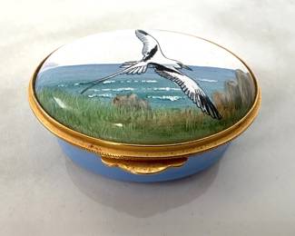 Lot 1341  Staffordshire Enamels English Bird Trinket Box